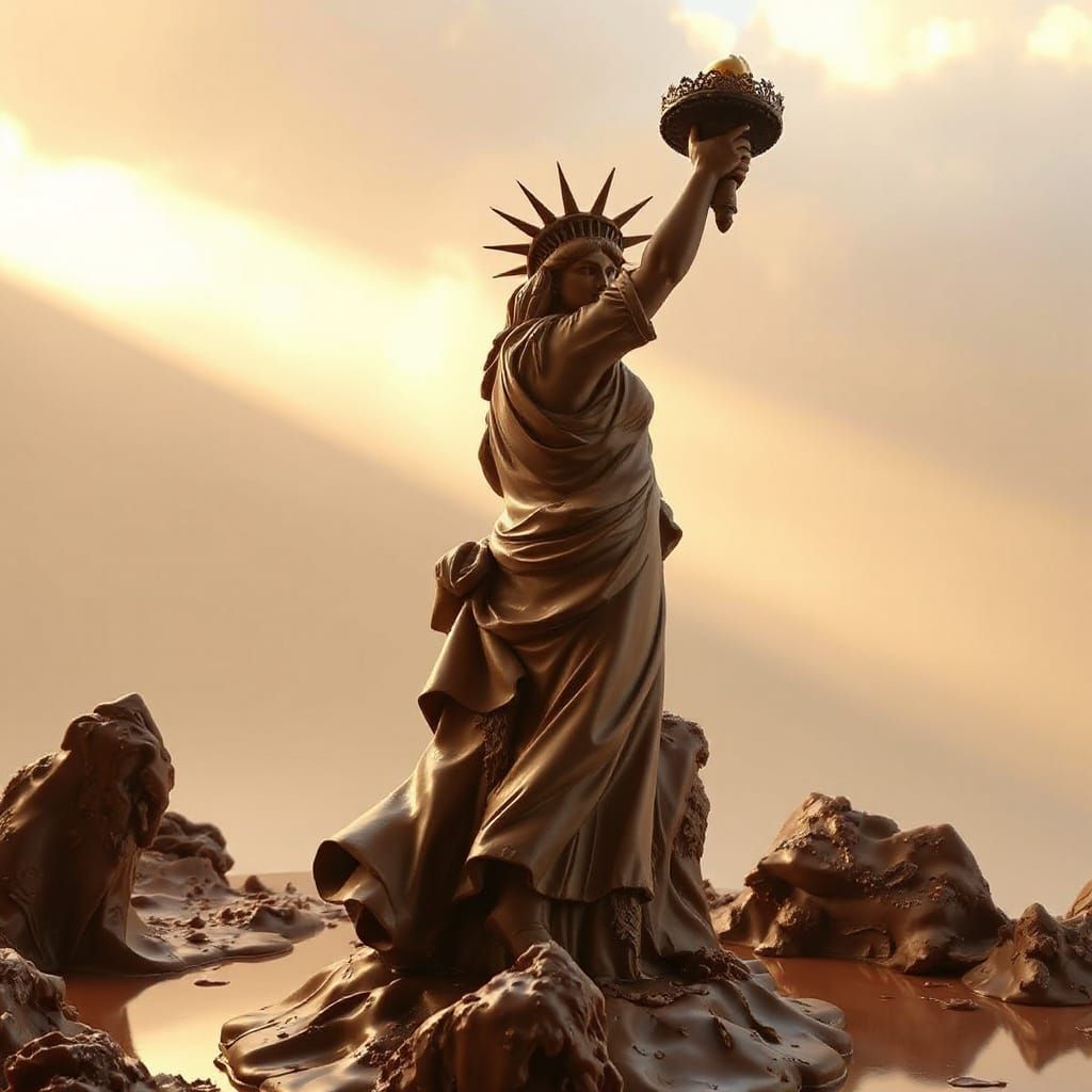 Melting Chocolate Statue of Liberty, Dreamy Art