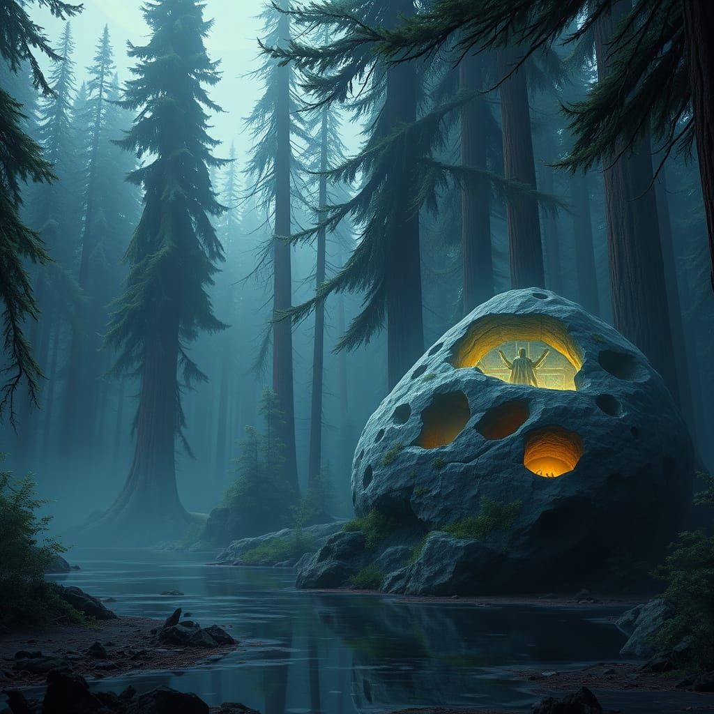 Ancient Forest Sanctuary in Radiant Hues