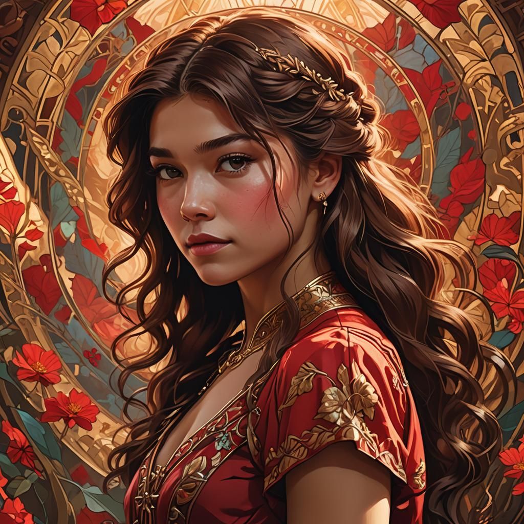 Zendaya and Tom Holland: Art Nouveau Portrait