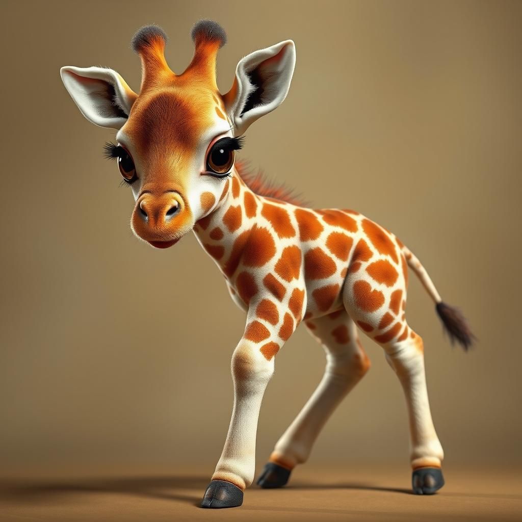 Adorable Baby Giraffe in Splash Art Style