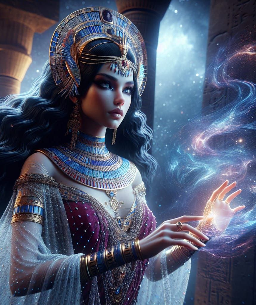 Ancient Egyptian Goddess in Traditional Attire