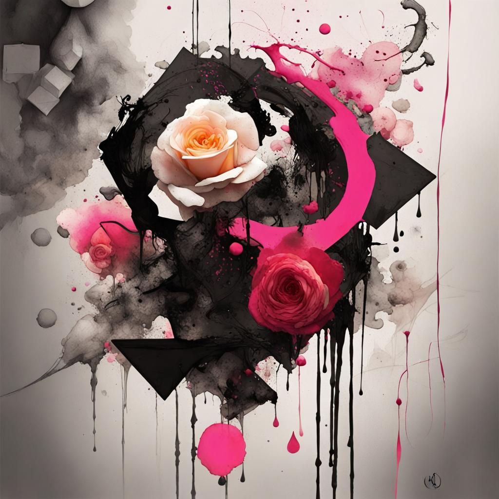 Abstract Expressionism Ink Splash Art: Alligator Roses