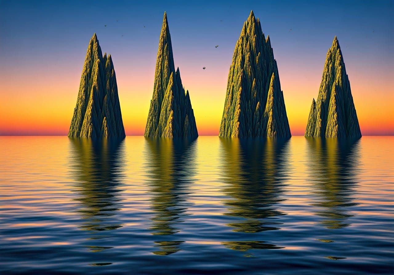 Surreal Watercolor Art with Holographic Reflections