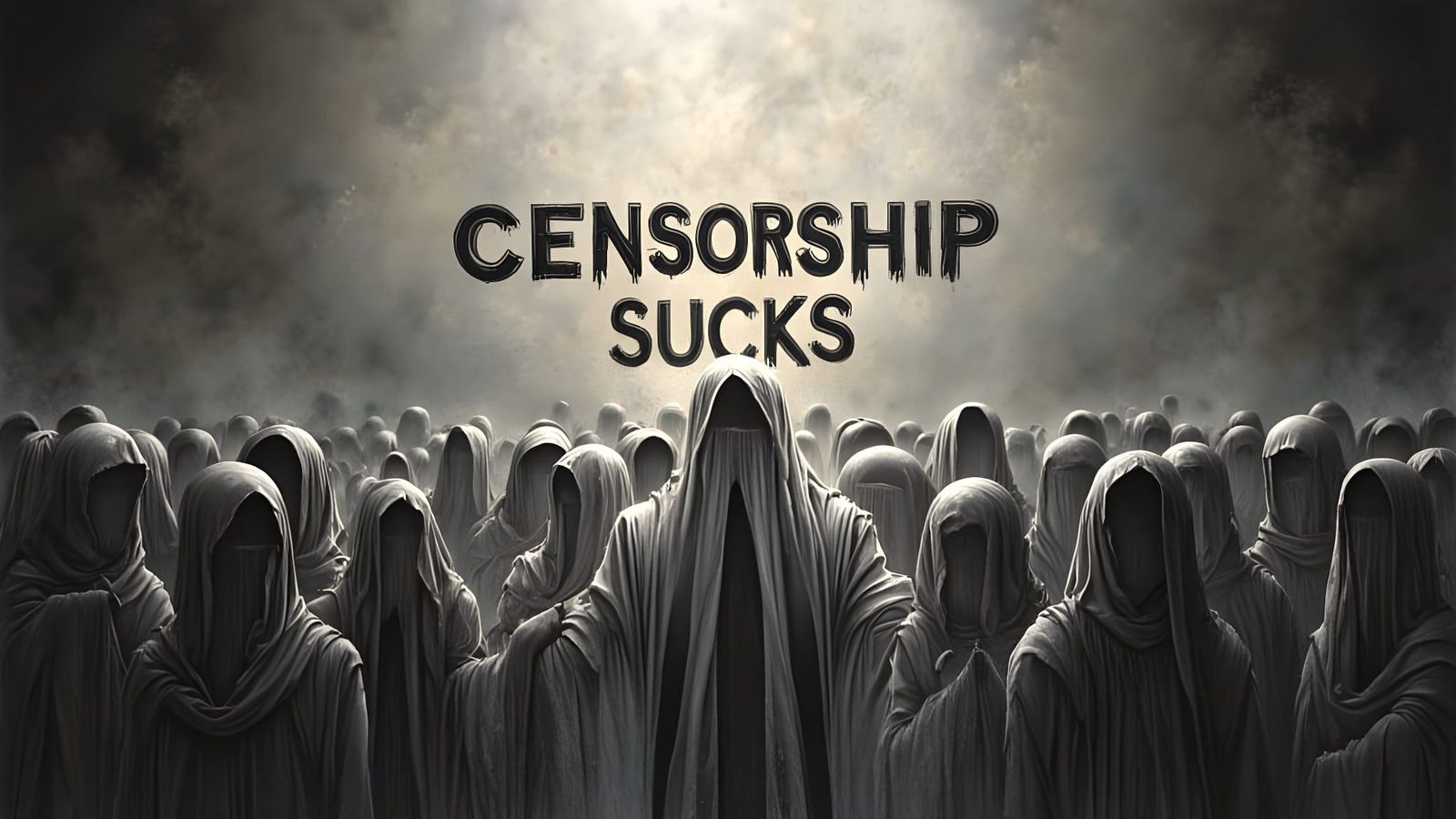 Censorship Sucks Text Illustration With Silent Crowds