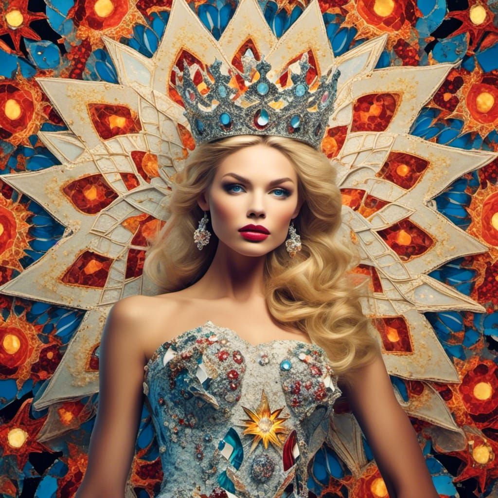 Beauty Queen Portrait in Evening Gown