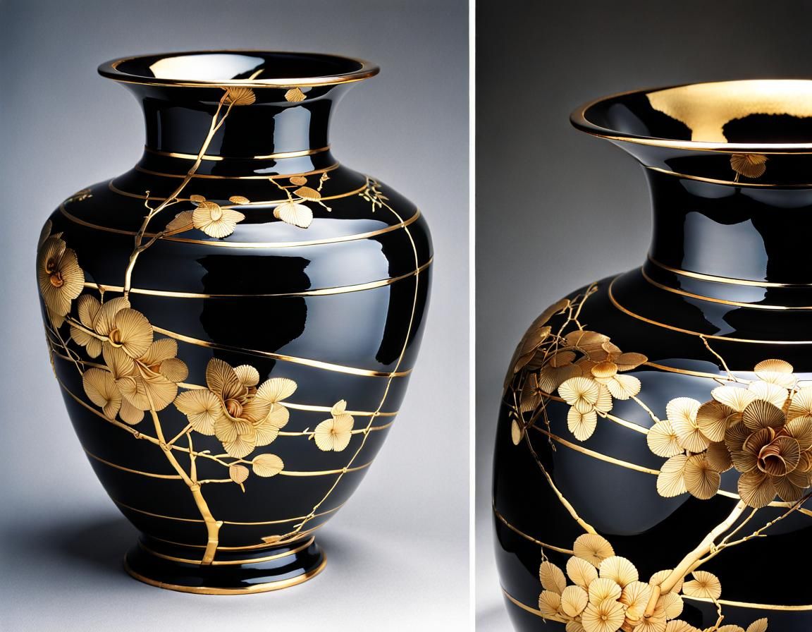 Japanese black and gold vase I