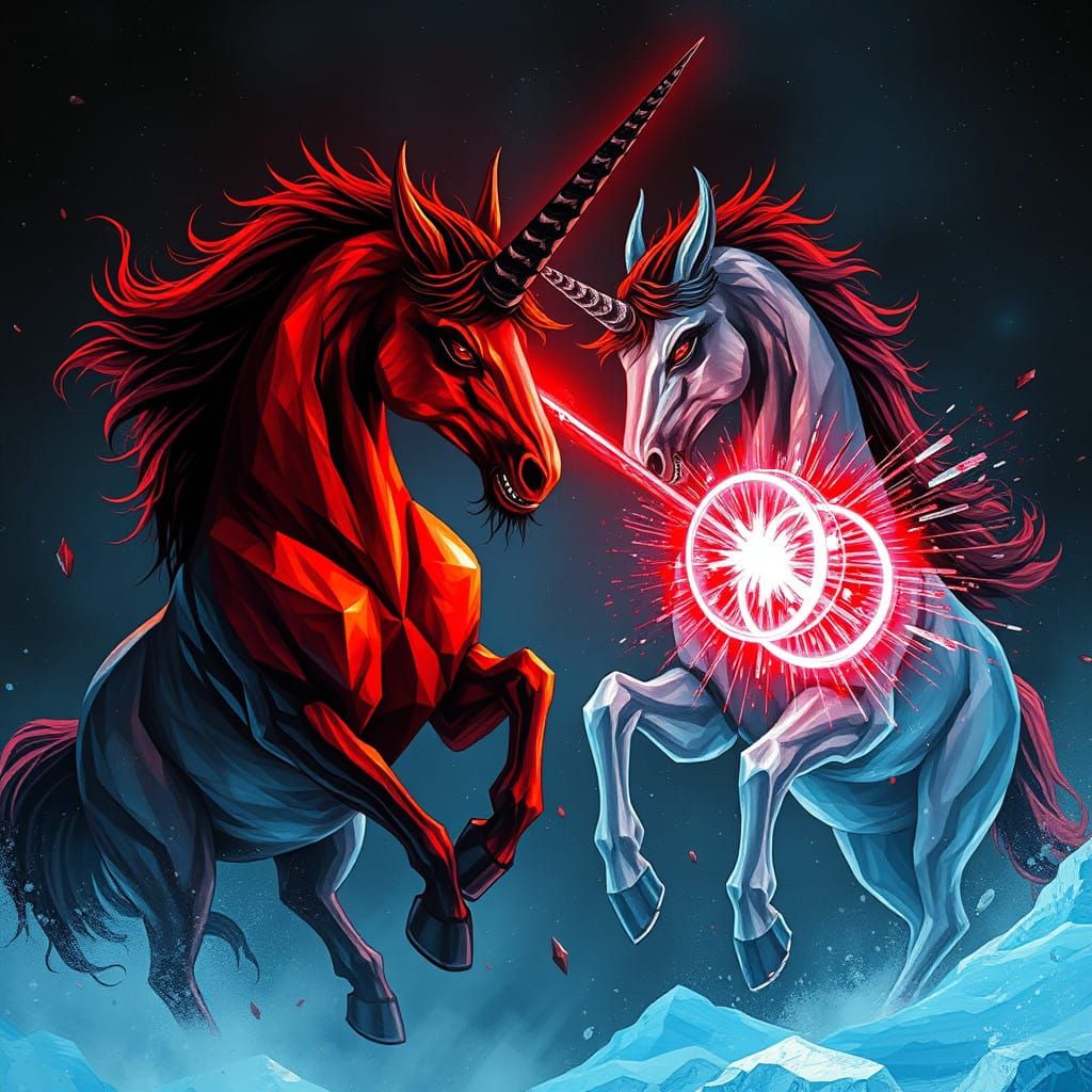 Dark Fantasy Unicorns Engage in Epic Psychic Battle
