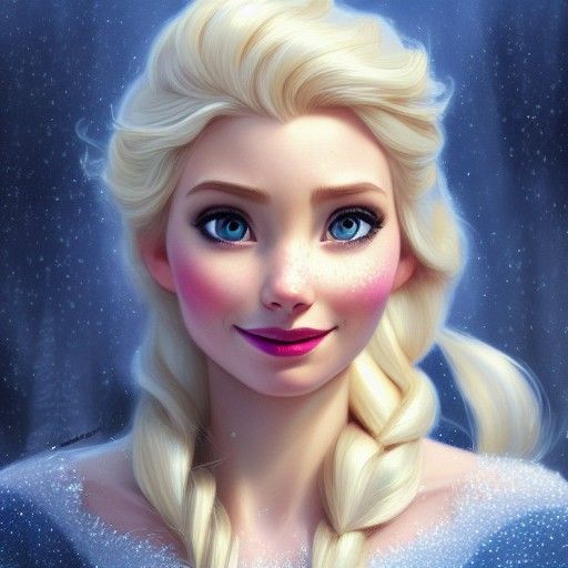 Elsa Portrait with Snowflakes, Detailed Concept Art