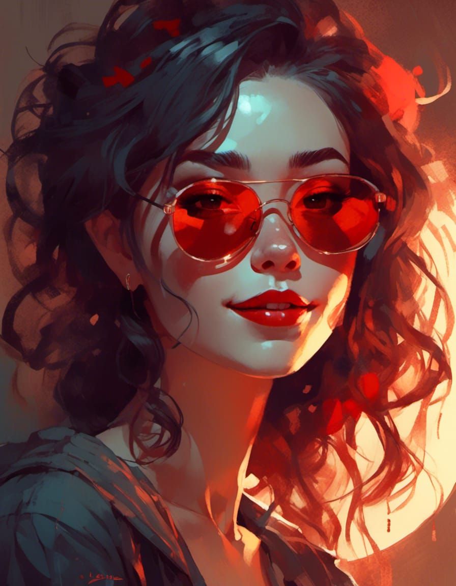 Anime Vampire in Sunglasses by Lois Van Baarle Style