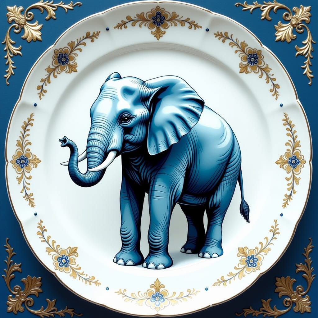 Elegant Elephant Crafted from Porcelain