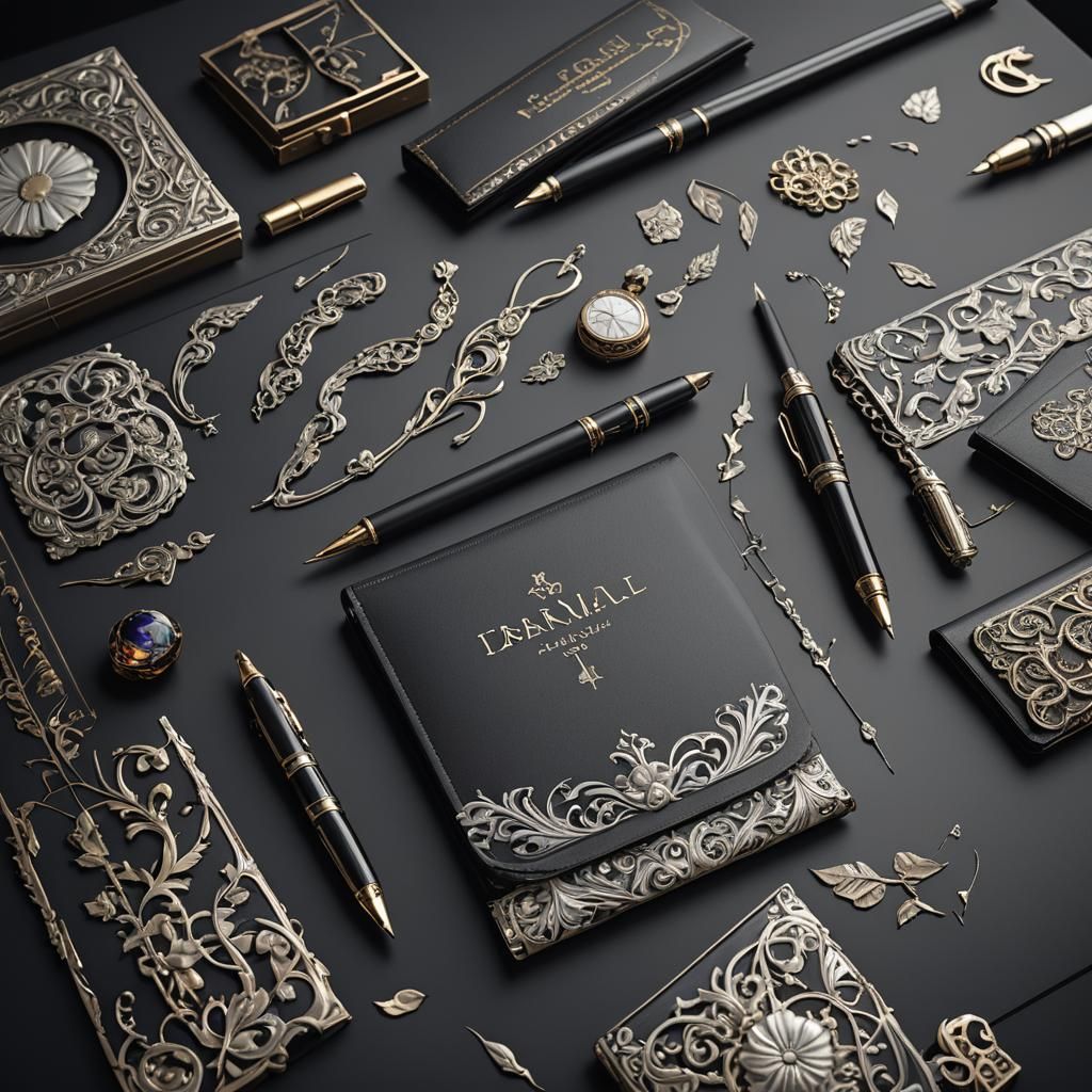 Elegant Pen Writing Kit on a Black Table