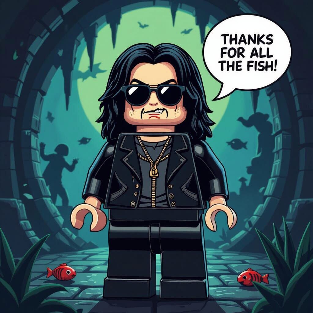 Lego Ozzy Osbourne in Black Sabbath Scene