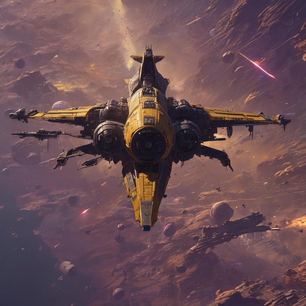 Cyberpunk Warship in Dark Fantasy Orbit