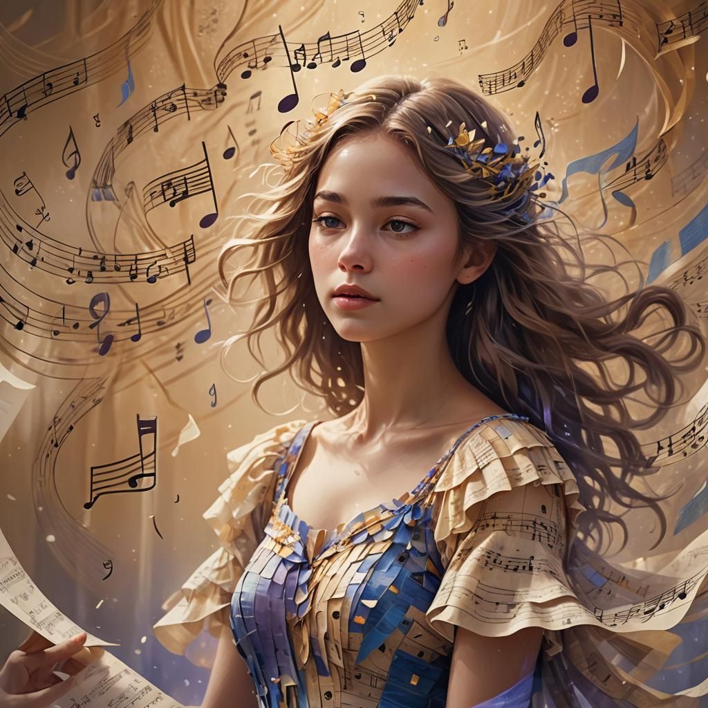 Musical Girl Portrait in Ethereal Concept Art Style