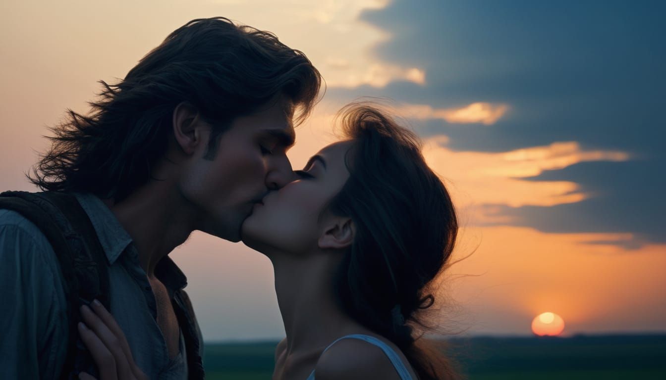 Romantic Kiss at Dusk