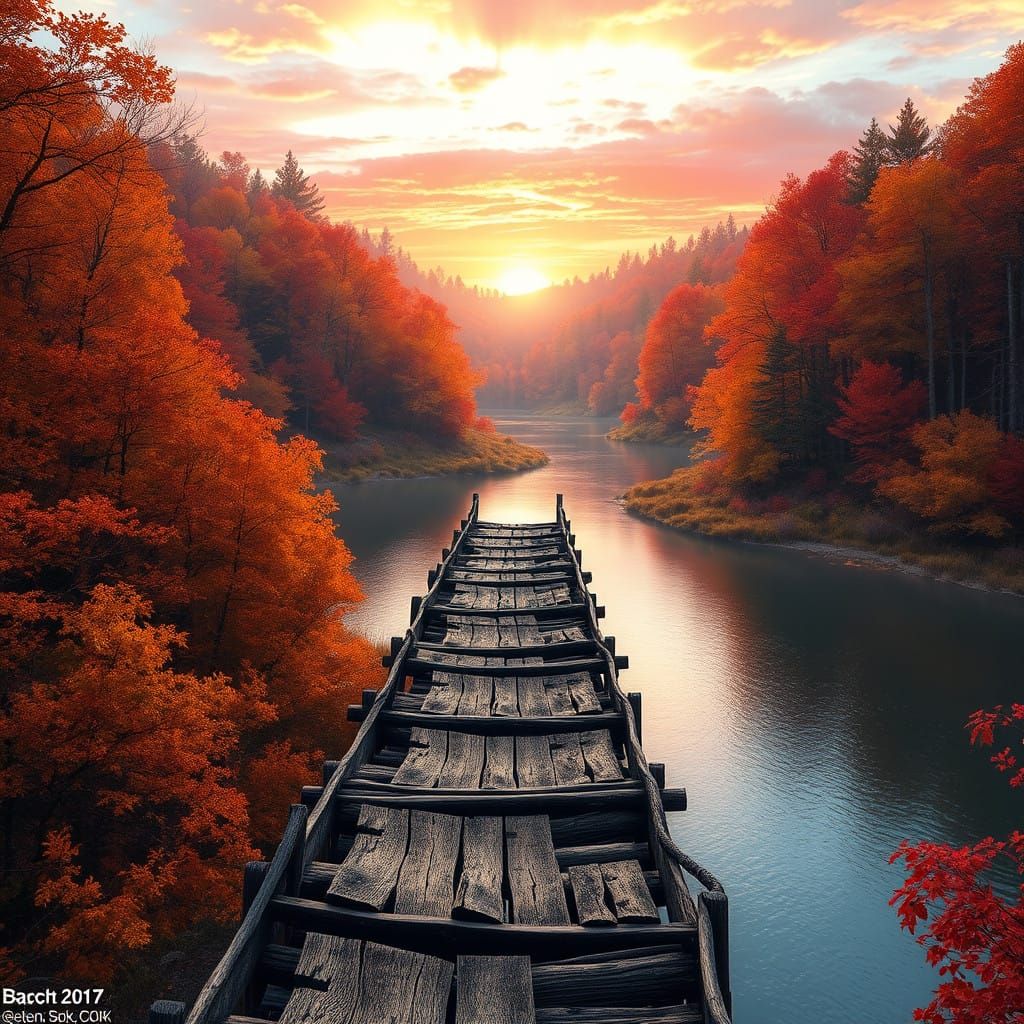 Hyperdetailed Autumn Woods Panorama in Vibrant Colors