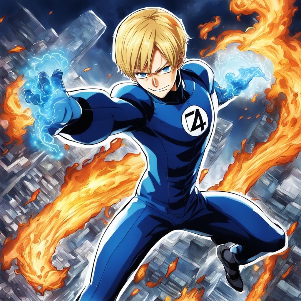 Sanji as Fantastic Four Member in Anime Style