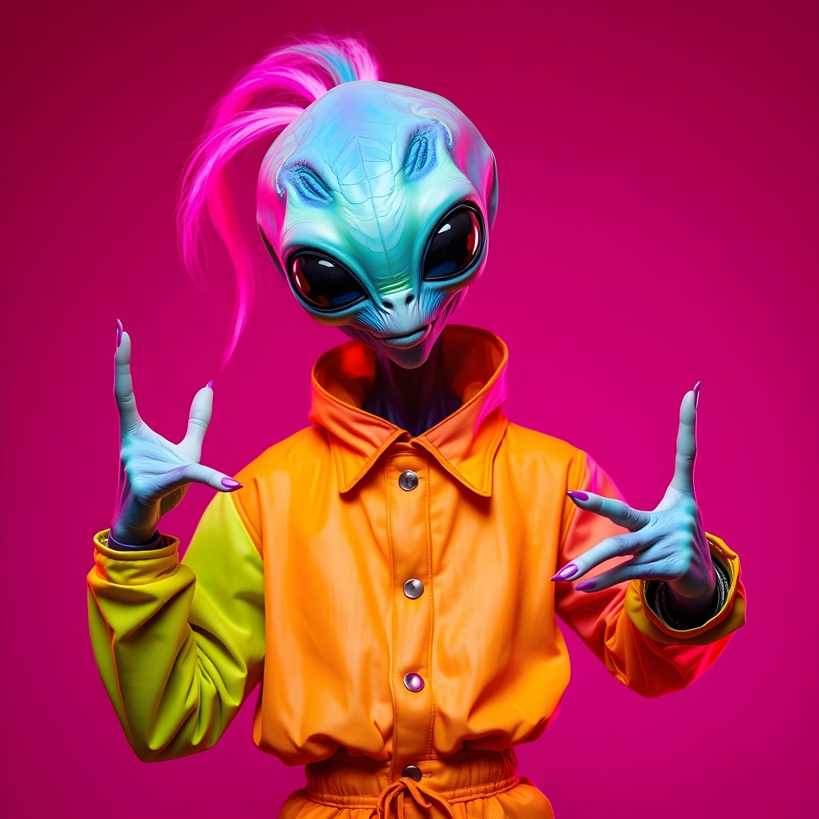 Funky Alien Portrait: Humorous Sci-Fi Art