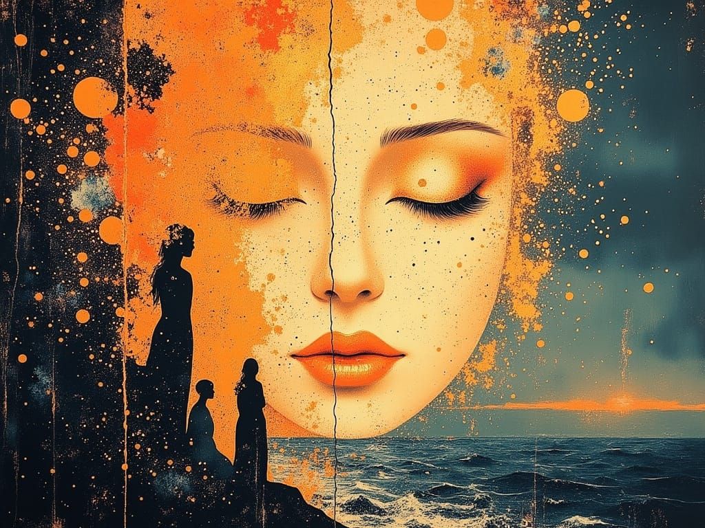 Expressionist Fireworks Display Over Cityscape