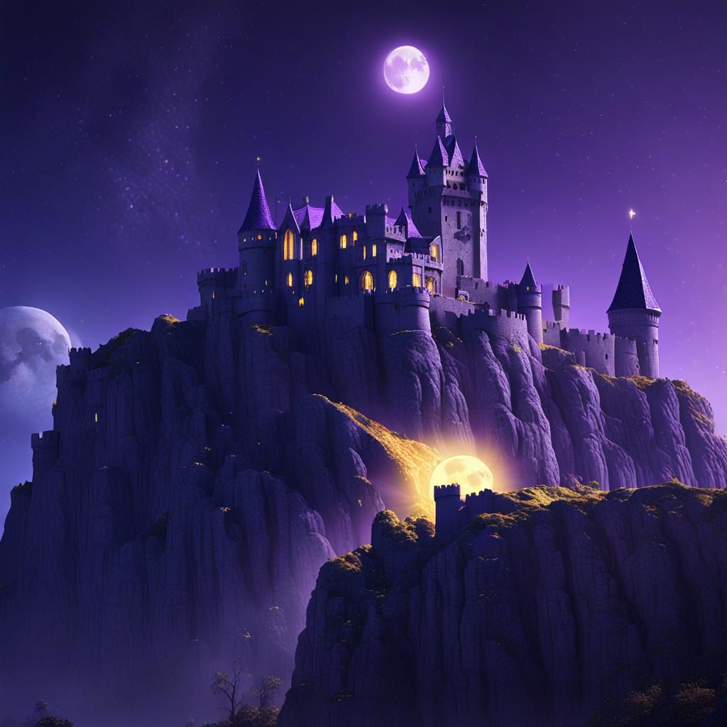 Gothic Castle Under Comet in Dark Fantasy Style