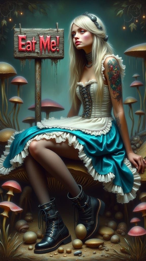 Corrupted Alice in Wonderland: Dark Victorian Portrait