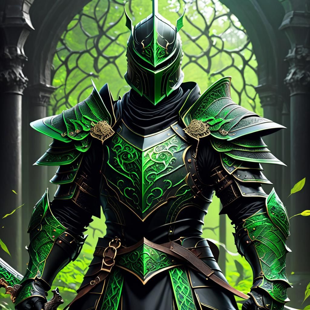 Serpentine Knight Line Art Illustration