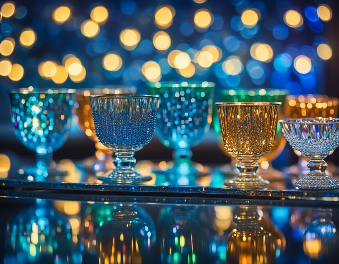 Sparkling Glassware and Diamonds Still Life