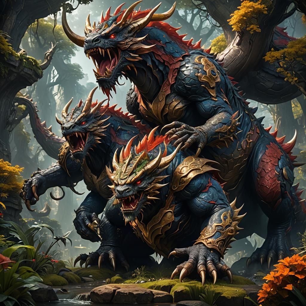 Fantastical Creatures Hugging: Detailed Digital Matte Painti...