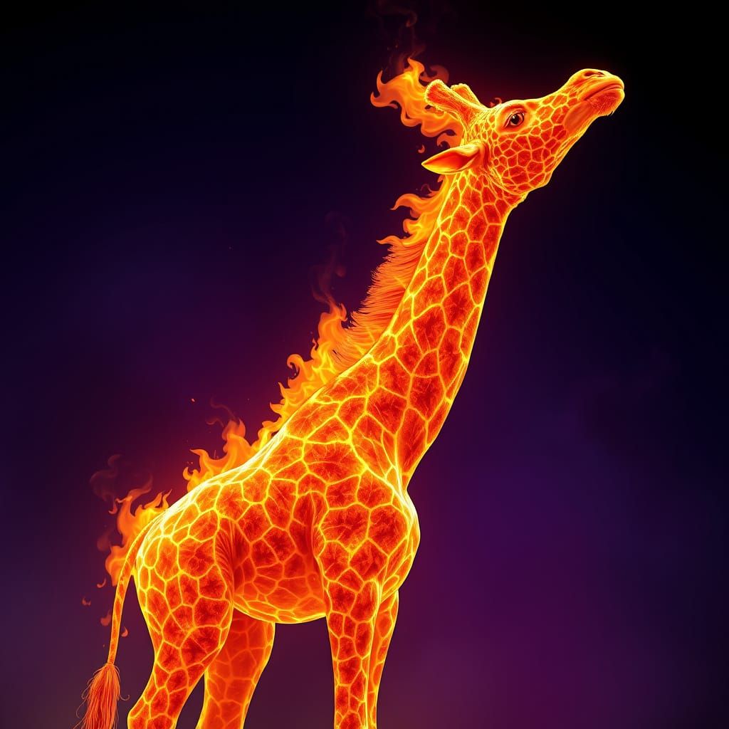Vibrant Flame Giraffe Concept Art in Unreal Engine 5