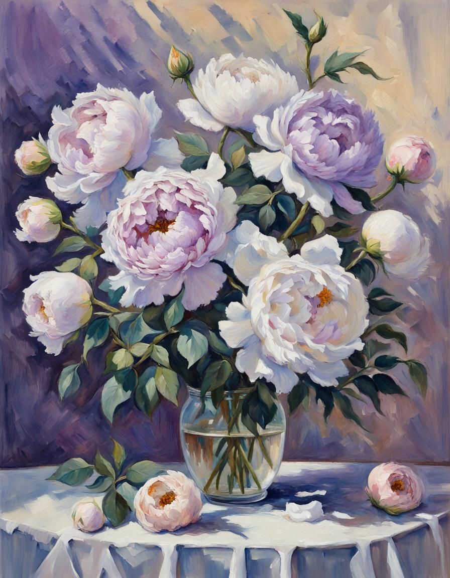 purple and white roses