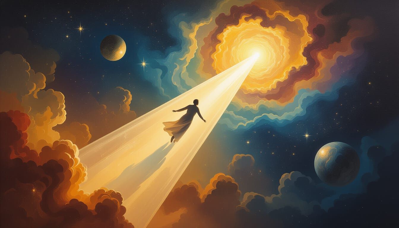 Ethereal Ascension in Surrealist Oil Painting Style