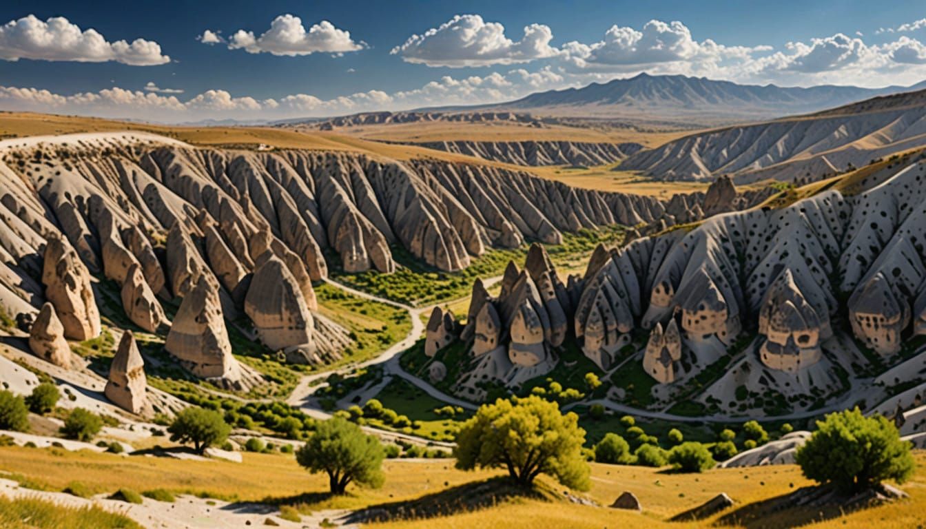 Lush Cappadocia Landscape with Fairy Chimneys