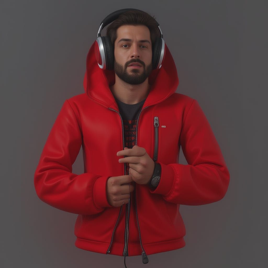 Fantasy Concept Art: Guy with Laptop and Red Headphones