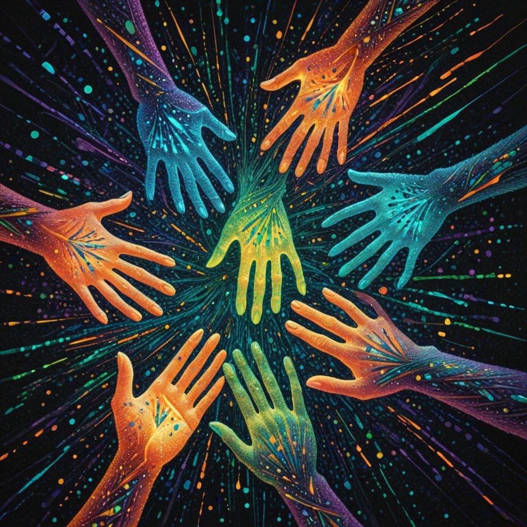 Glowing Threads in Hyperdetailed Pointillism