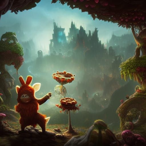 Detailed Matte Painting of Teemo in Fantasy Art Style