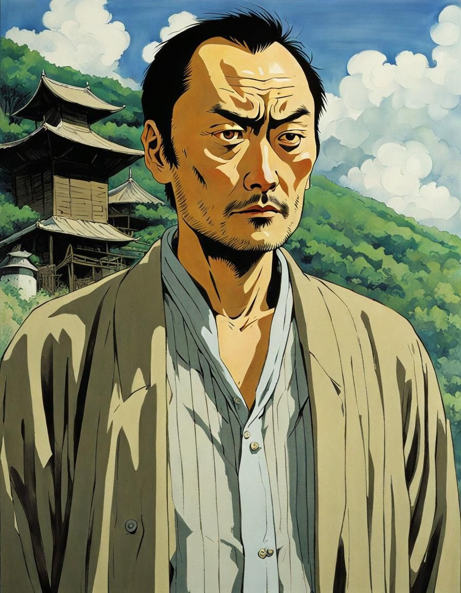 Miyazaki-Inspired Portrait of Ken Watanabe Character