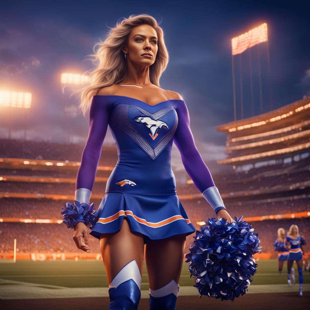 Denver Broncos Cheerleaders at Daytona Beach in Digital Art