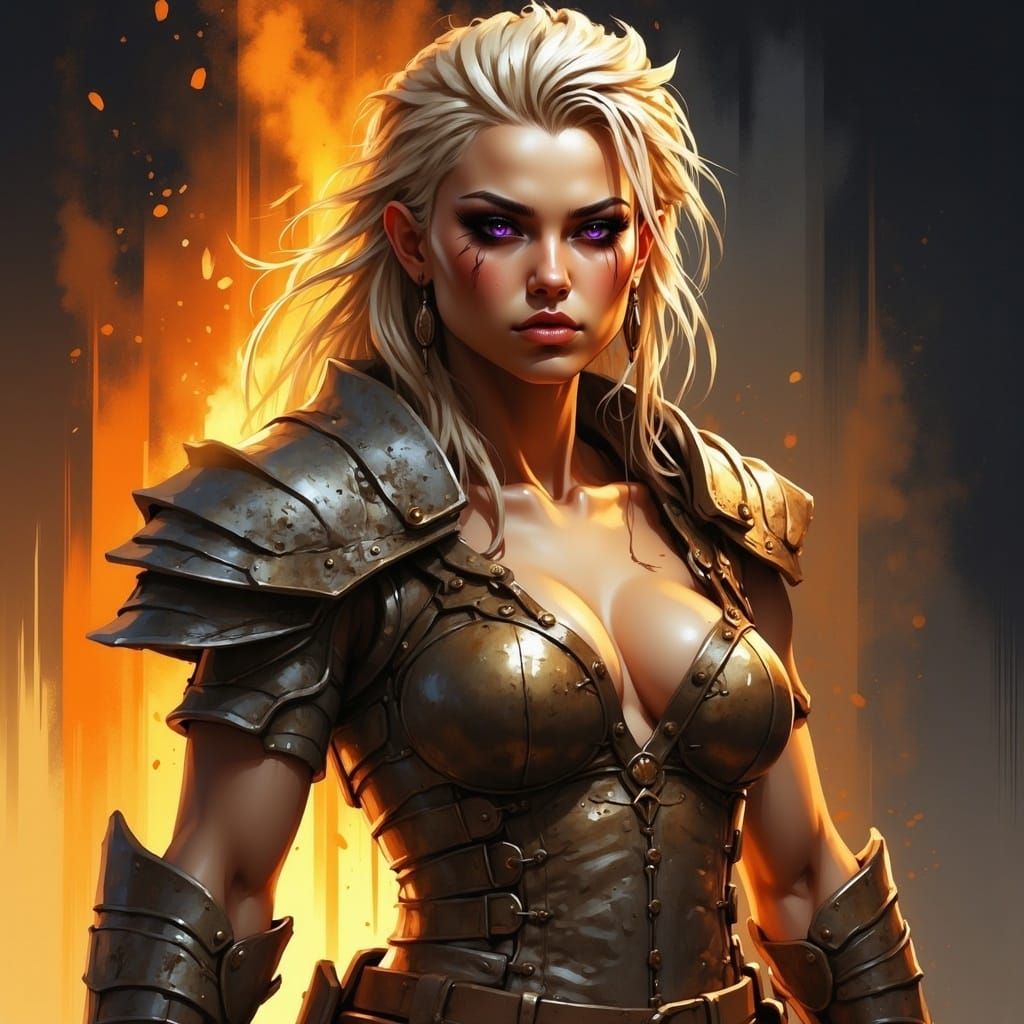 Powerful Viking Woman Blacksmith in Dramatic Lighting
