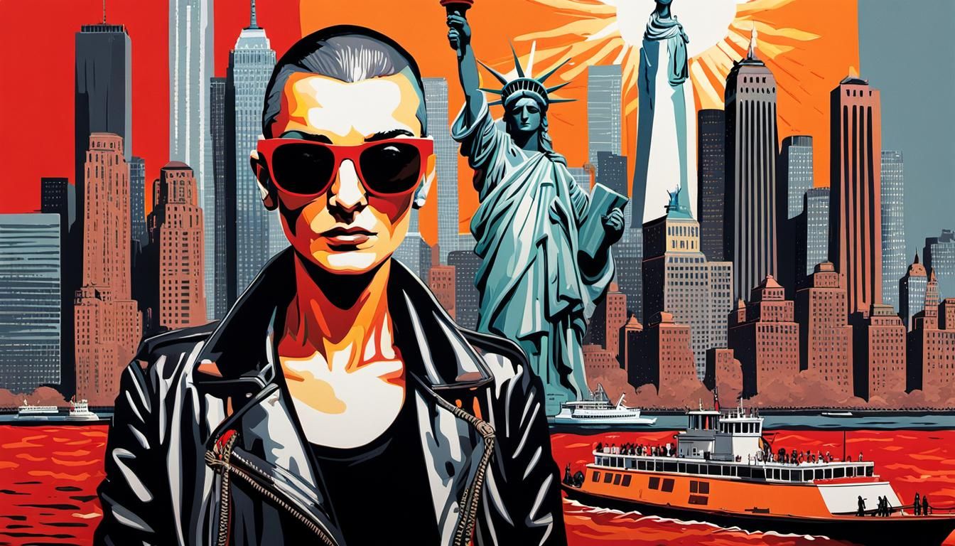 Sinead O'Connor Graffiti Art with Statue of Liberty
