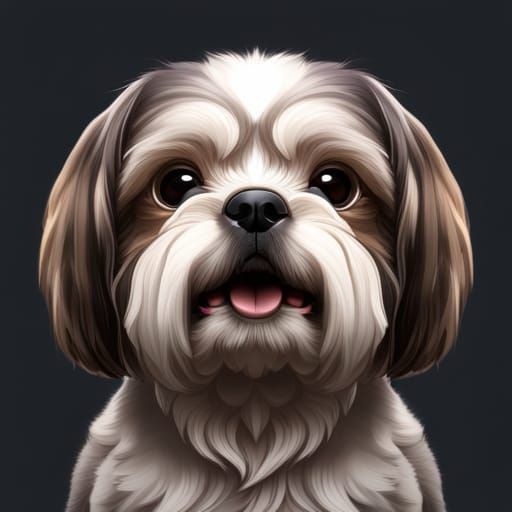 Happy Shih Tzu: Detailed Matte Painting