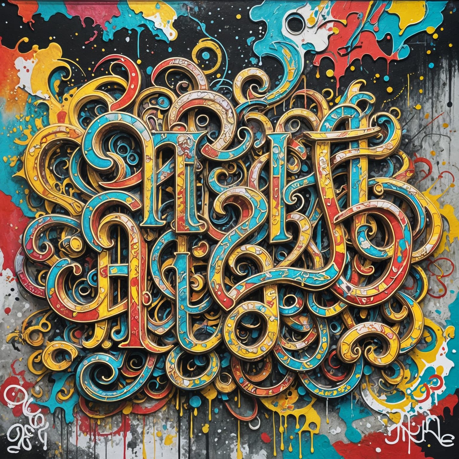 Colorful Tibetan Graffiti Art in Splash Style