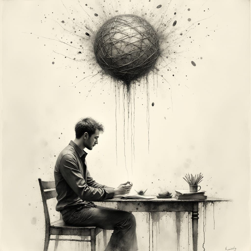 Surreal Writer Knits Book From Thoughts in Pencil and Charco...