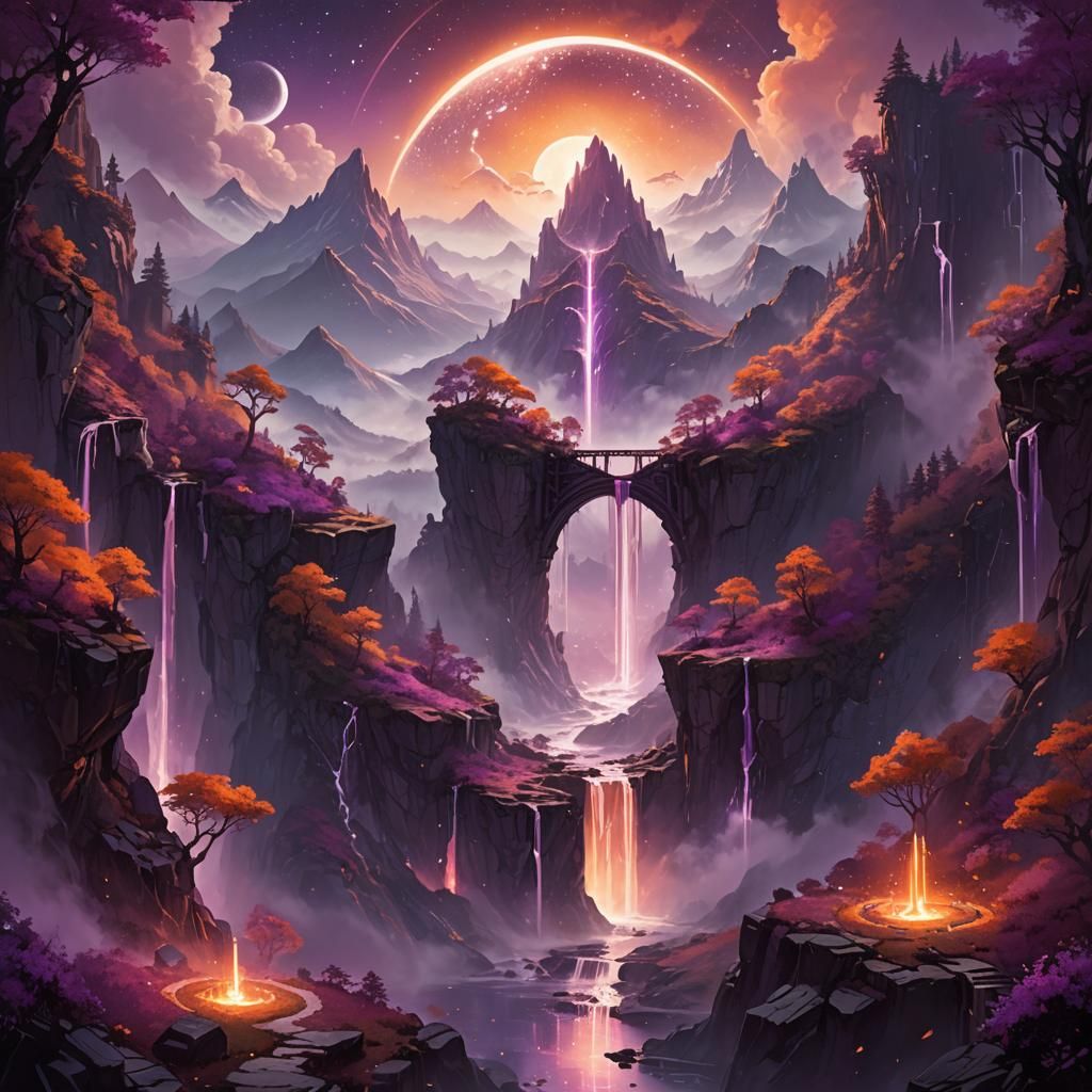 Purple fantasy world with two moons