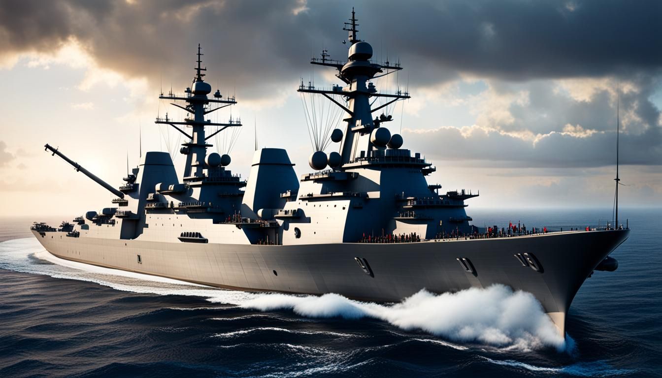 Hyperrealistic Modern Naval Warship in Professional Photo