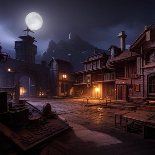 Abandoned Mining Town: Dark Fantasy Concept Art