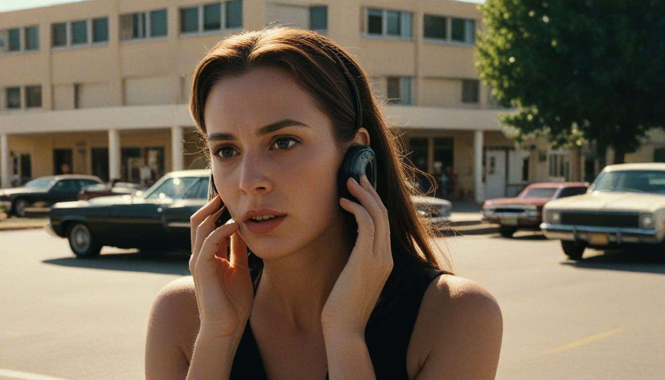 Film Noir Baroness in Summer Heat Parking Lot