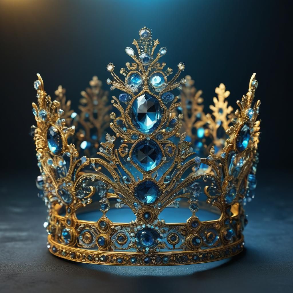 Futuristic Crystal Crown with Metallic Accents