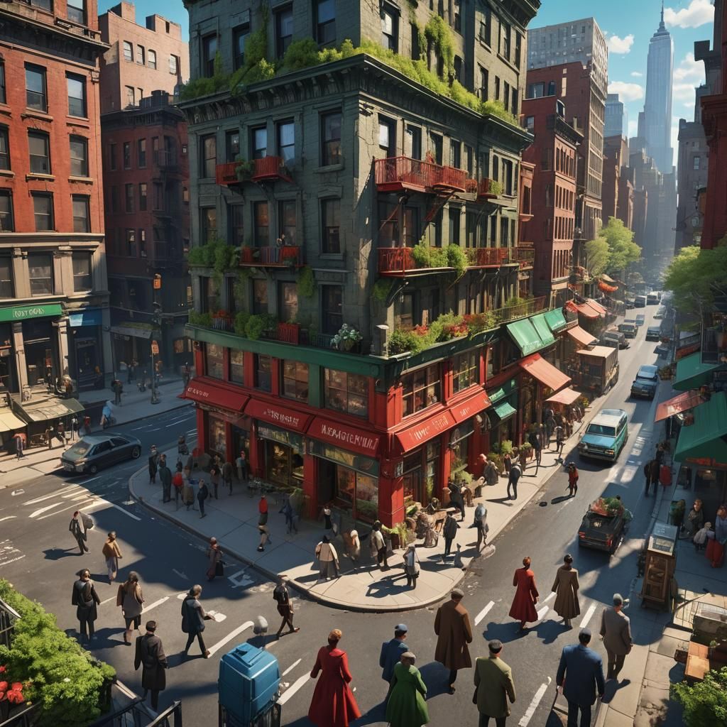 Manhattan Spring Scene with Historical Buildings