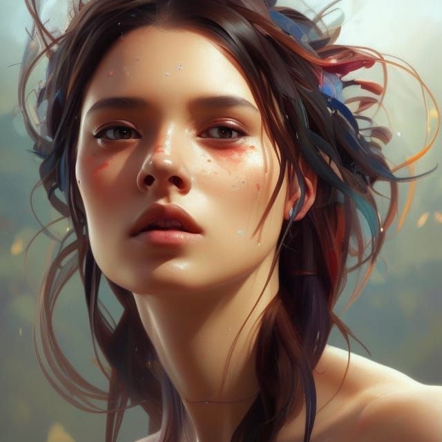 Detailed Native Beauty Portrait in Art Nouveau Style