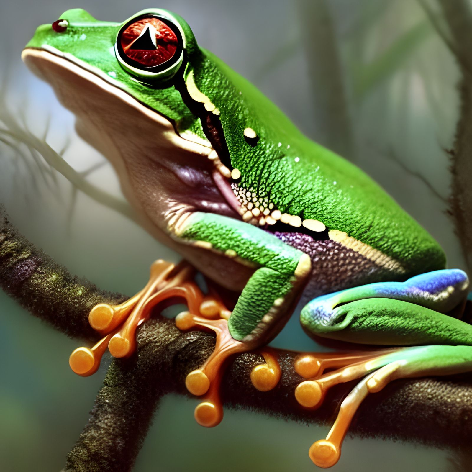 Intricate Tree Frog with Jeweled Crown